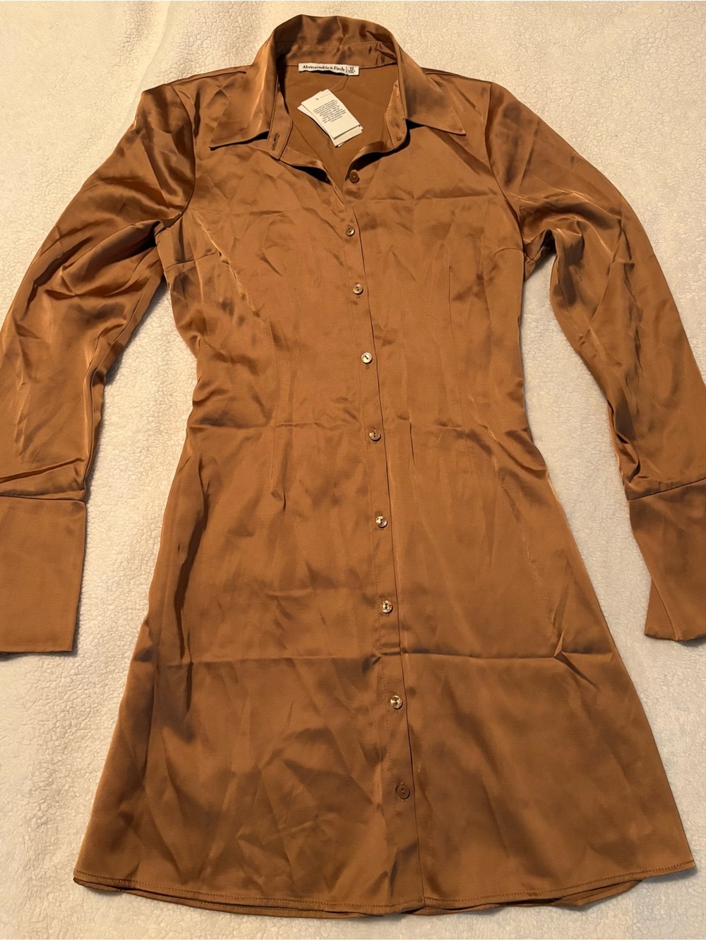 Women's Satin Button-Front Shirt Dress